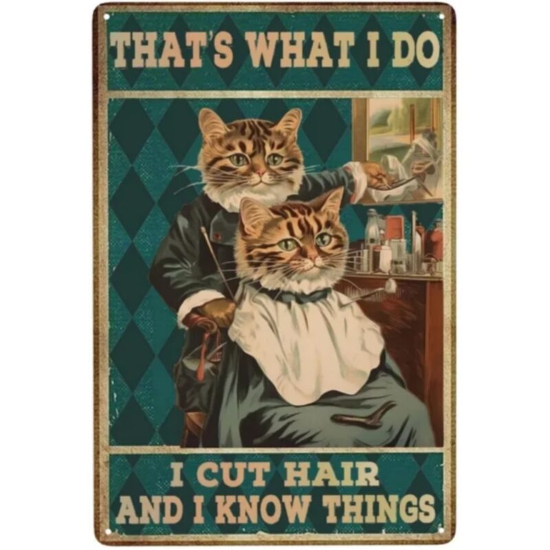 Funny Cat Barber Sign