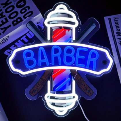 Barber Pole & Razor Sign