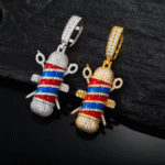 Barber Pole Moissanite 925 Sterling Silver Pendant