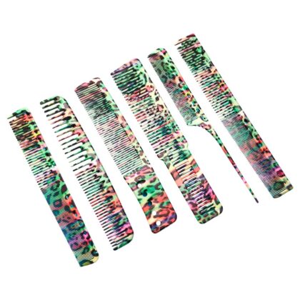 Colorful Leopard 6pc Comb Set