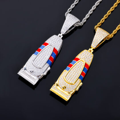 Hair Clipper Moissanite Barber Pendant